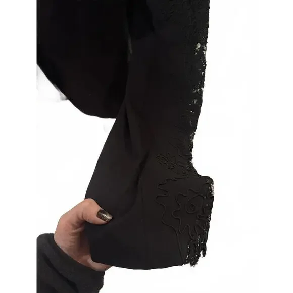 NWT Vintage Deadstock Cache Black Women's Blazer with Lace Sleeve DetailS SZ 12